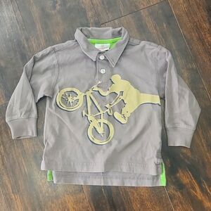 HANNA ANDERSSON boys BMX racer polo 3T Long sleeve gray collared golf shirt 90